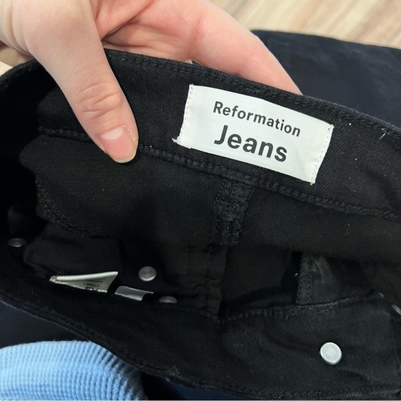 REFORMATION Jeans Faded Black Destroyed High Waist Rise Skinny Jean - Picture 6 of 11